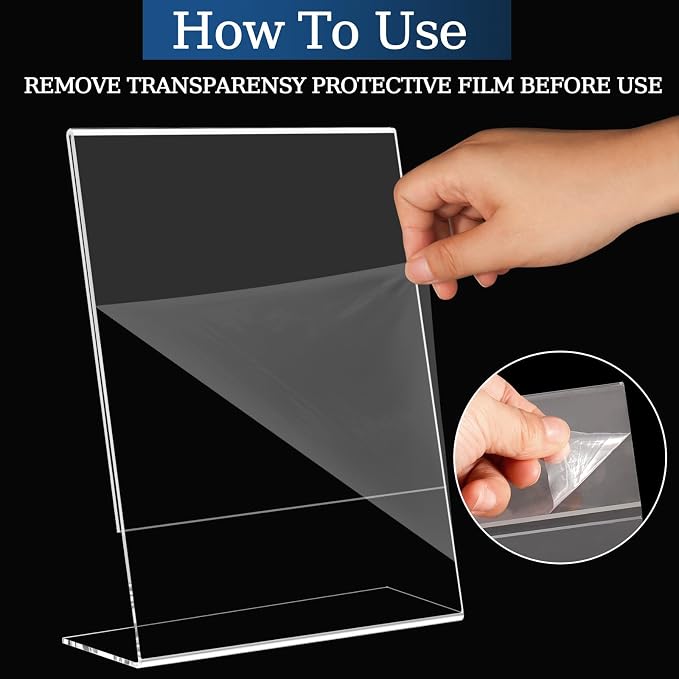 StyEdEk 6 Pack 8.5x11 Inch Acrylic Sign Holder Clear Plastic Table Paper - Image 3