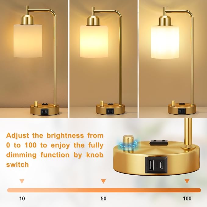 Innqoo Gold Lamp for Bedroom - Image 2