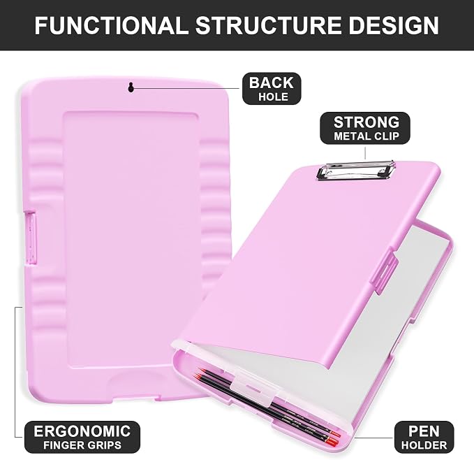 Plastic Clipboard with Storage, 8.5 x 11 Storage Organization Box Side-Opening - Image 3