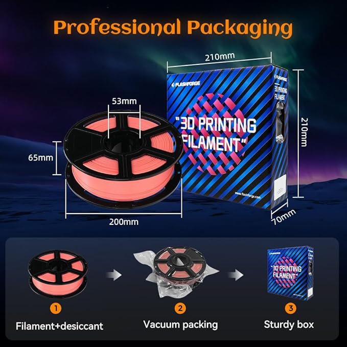 FLASHFORGE Glow in The Dark Rapid PLA Filament 1.75mm, High Flow Speedy 3D Printer Filament Luminous Red, Max 500mm/s High-Speed Printing, High Brightness and Long-Lasting Glowing Effect-DeskLoop Office