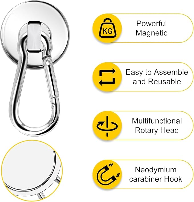 DIYMAG Magnetic Hooks, 15 Pack 110LBS Heavy Duty Neodymium Magnet Hooks | - Image 2