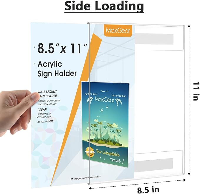 MaxGear Acrylic Sign Holder 8.5 x 11 Wall Mount - Image 5