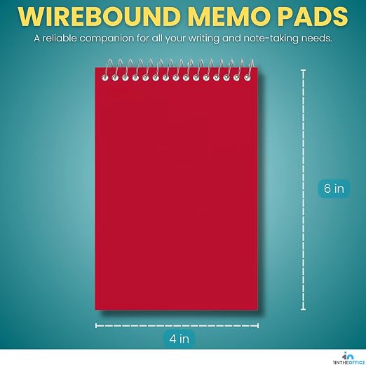 1InTheOffice Wirebound Memo Pads, 50 Sheets/Pad - Image 2