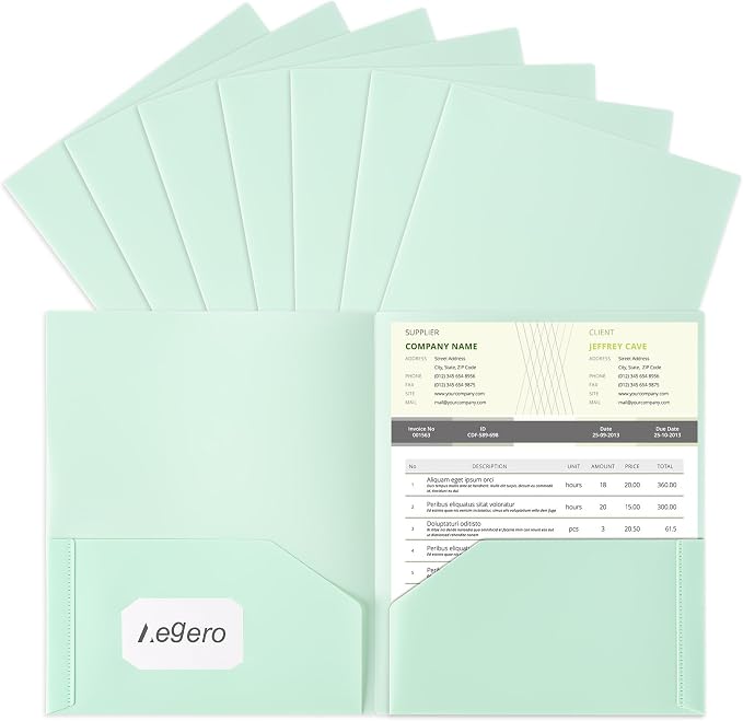 Aegero Plastic Folders with Pockets, Durable Heavy Duty File Folders with by Unknown