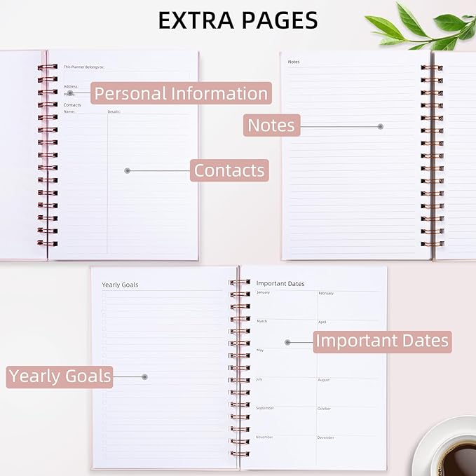 Undated Weekly and Monthly Planner Spiral Bound- Weekly Goals Notebook - Image 4