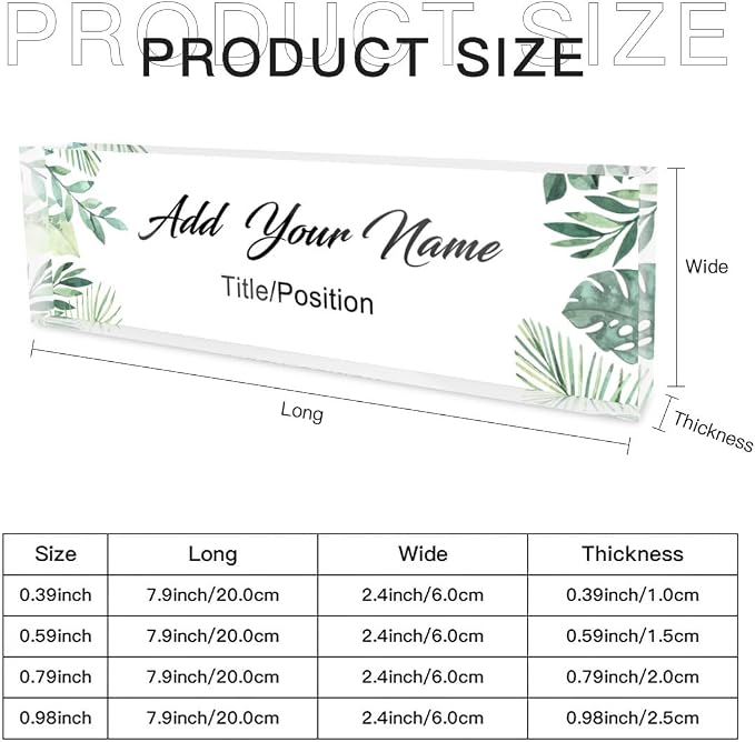 Personalized Acrylic Desk Plaque Custom Name Plate Block Desktop Accessories - Image 3