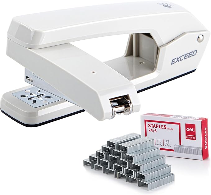 Deli/EZWORK Swing-Arm Swivel Stapler, 25 Sheets Capacity, 360 Degree Rotate by EZWORK