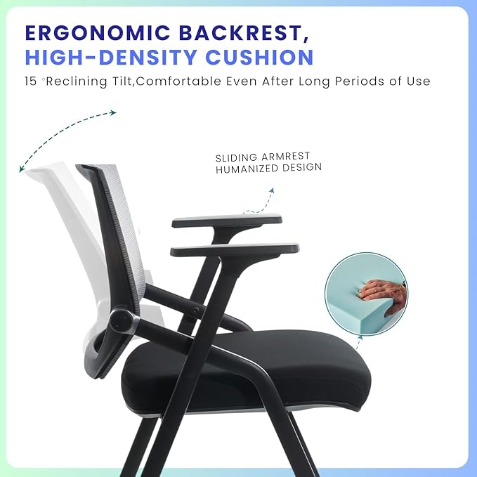 BLANEDUO, 16 Pack Conference Room Chairs, Folding Office Desk Chair - Image 4