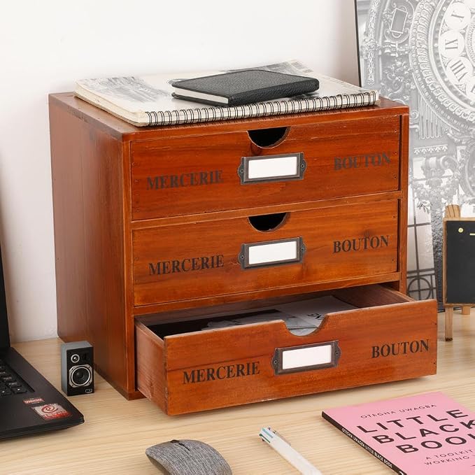 Wooden Storage Box Rustic Desktop Organizer - Image 2
