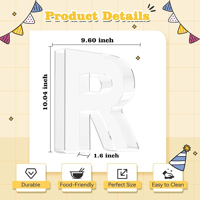 Ledido 10’’ Acrylic Letter Charcuterie Board Box, Reusable Fillable Serving Tray - Image 3