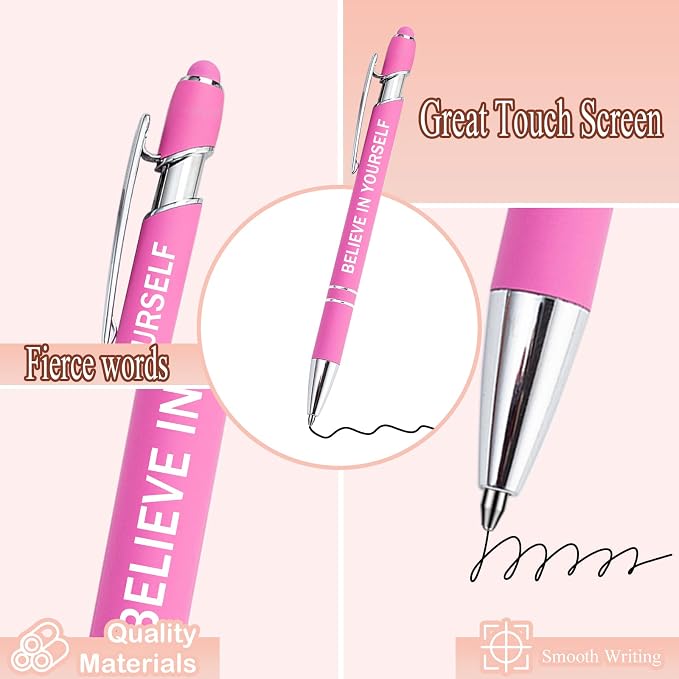 PASISIBICK 12 Pieces Pink Inspirational Motivational Quotes Snarky Screen Touch - Image 3