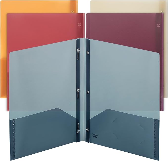Mr. Pen- Plastic Folders with Pockets and Prongs, 5 Pack, Letter Size | Colorful by MrPen