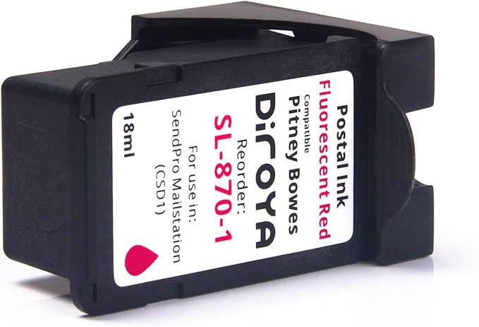 SL-870-1 Ink Cartridge 18ML High Yield Replacement for Pitney Bowes SendPro Mailstation Fluorescent Red Postage Ink (CSD1) (1 Pack)-DeskLoop Office