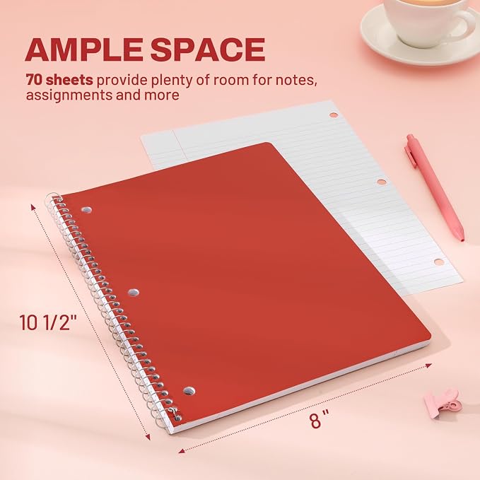 SUNEE Spiral Notebooks, 3 Pack, College Ruled Paper, 70 Sheets per Notebook - Image 2
