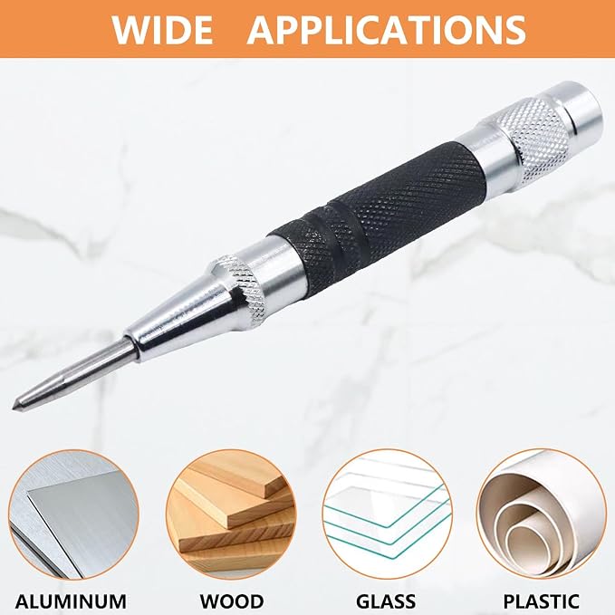 2-Piece Automatic Center Punch, 5 inch Spring Loaded Center Hole Punch - Image 5