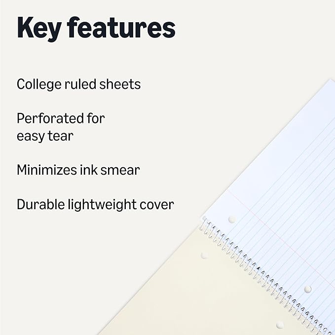Amazon Basics College-Ruled Spiral Notebook, - Image 2