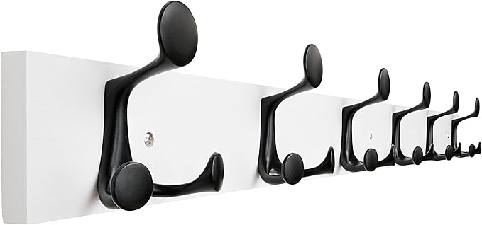 SKOLOO 39-Inch White Wood Coat Rack Wall Mount with 6 Triple Hooks - Ideal for Family Entrances, Classrooms, and Pet Supplies Storage - Perfect Coat Hooks for Wall-DeskLoop Office
