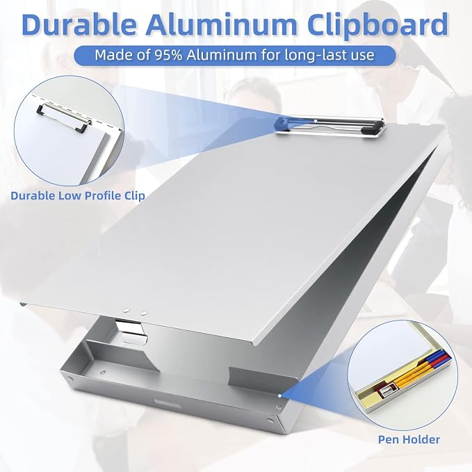 Metal Clipboard with Storage, Form Holder Portfolio Aluminum Metal Binder with - Image 4