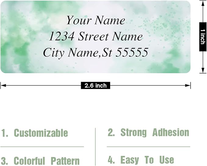 Return Address Labels - Personalized Labels, Custom Colorful Patterns, Can Be Used for Box, Paper, Plastic, Glass, Metal (2.6x1 Inch, Set of 400, Glossy Vinyl) 2.6''x1''