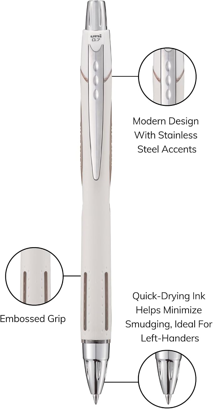 Uni-Ball Jetstream RT Ballpoint Pen, Fine Point, Linen Barrel, 6 Pens - Image 3
