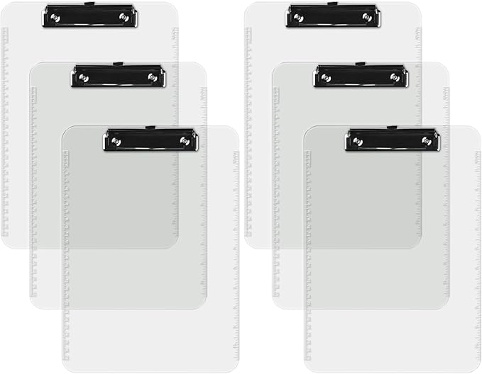 Pack of 6 Plastic Clipboards by DAVISGROUP
