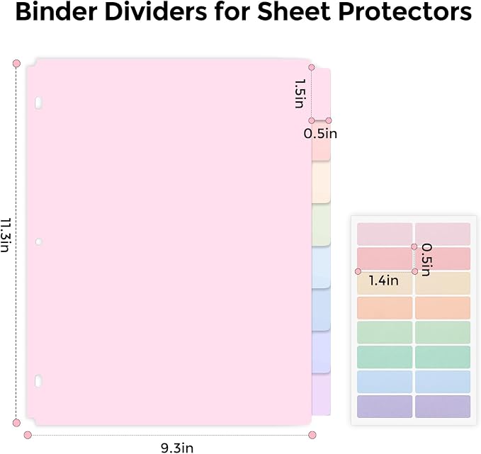 SKYDUE Large Binder Dividers for Sheet Protectors, Durable Plastic Dividers for - Image 3