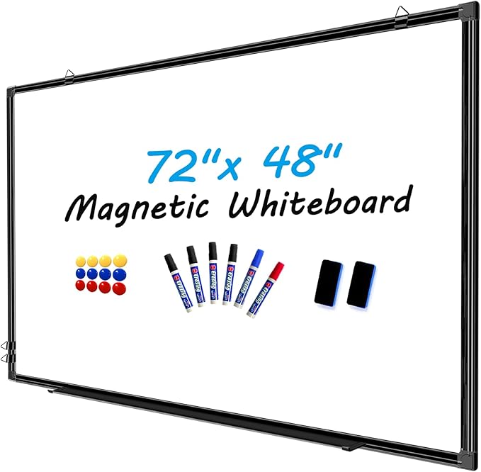 H-Qprobd 72"x48" White Board for Wall Large Magnetic Dry Erase Board with Black Aluminum Frame, Presentation Whiteboard Suitable for Home, Office, Classroom & Kitchen-DeskLoop Office