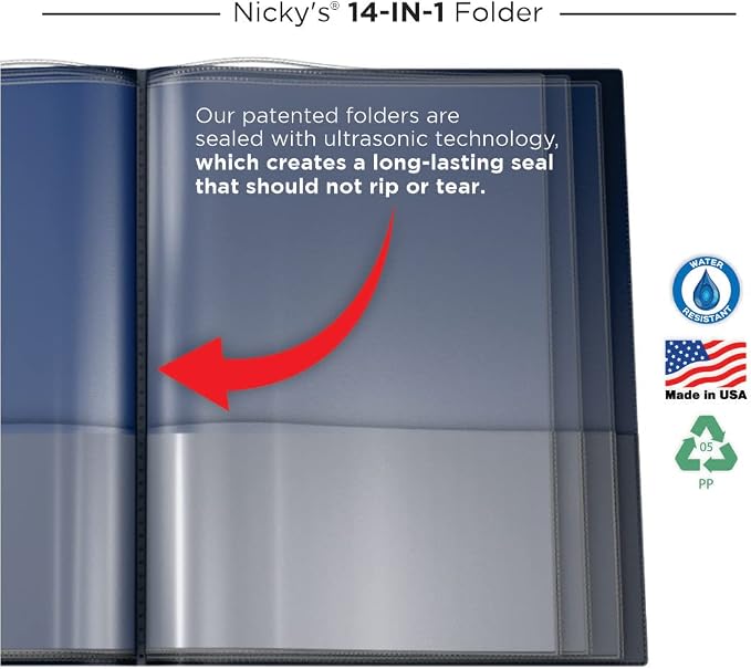 Nicky's® Multi Pocket Organizer, 10 or 14 Page Folder, Waterproof, Patented - Image 7