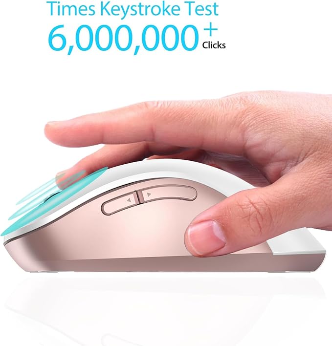 memzuoix 2.4G Wireless Mouse, 1400 DPI Computer Mice with USB Receiver, Portable Wireless USB Mouse Battery Powered Cordless Mice for Laptop, PC, Desktop, 5 Buttons (White Pink)-DeskLoop Office