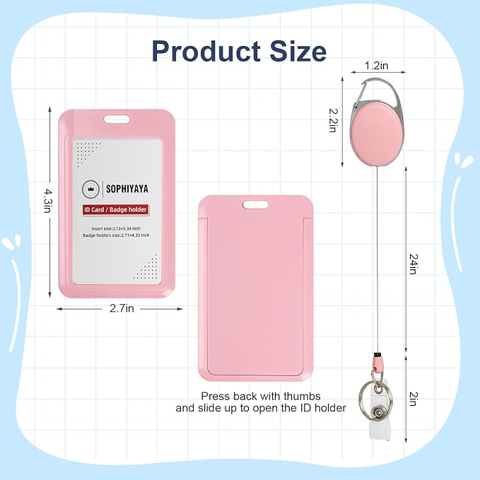ID Badge Holder with Clip Badge Reels Retractable Heavy Duty Id Card with - Image 2