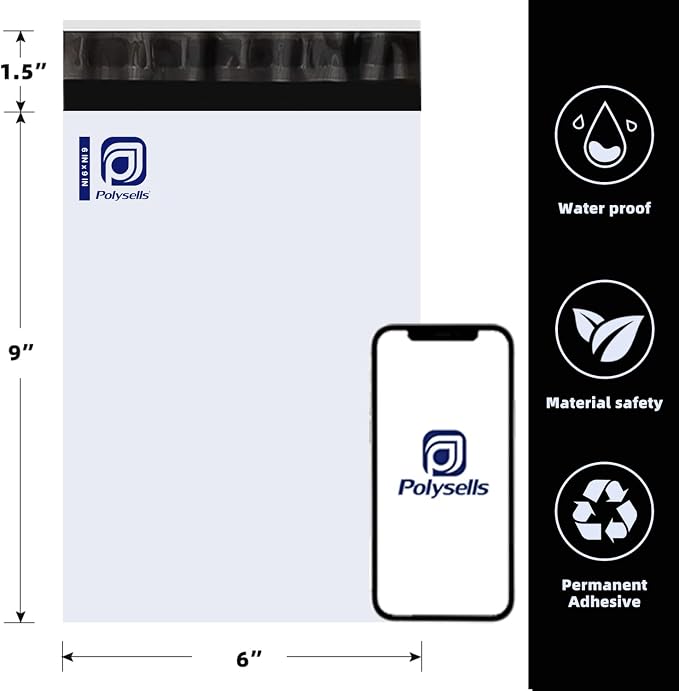 POLYSELLS 200 pcs 6x9 Inches White Poly Mailers Shipping Envelopes, Strong - Image 2