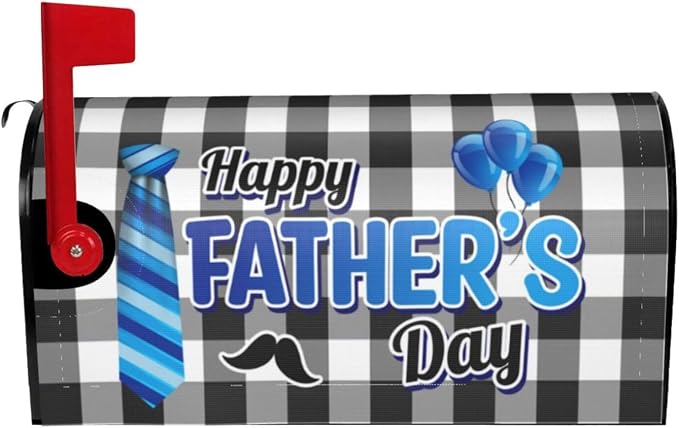 Father's Day Mailbox Covers, Buffalo Plaid Outdoor Magnetic Mailbox Cover by Yomane