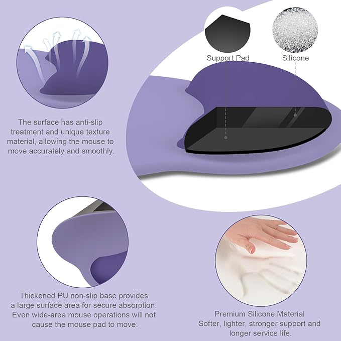 MOSISO Wrist Rest Support for Mouse Pad&Keyboard Set, Circle Curved Ergonomic - Image 2