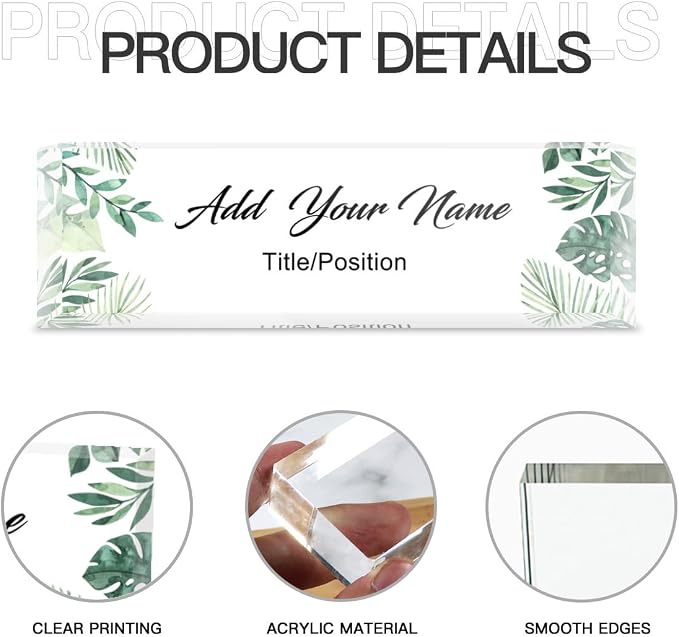 Personalized Acrylic Desk Plaque Custom Name Plate Block Desktop Accessories - Image 4