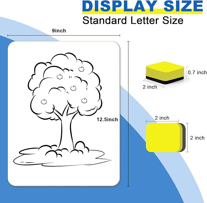 Dry Erase Lapboards, HERKKA 12 Pack Double Sided Small Dry Erase Whiteboards 9 x 12.5 Inch with 12 Erasers, Small Dry Erase Boards for Classroom Teacher Supplies, Personal White Boards for Students