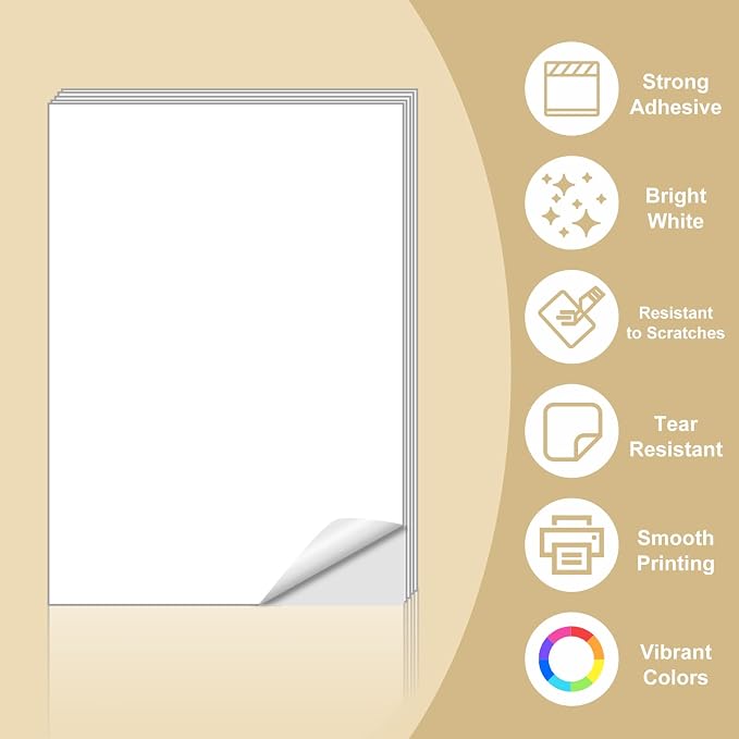 Sticker Paper, BESTEASY 8.5" x 11" Full Sheet Label Stickers - Image 2