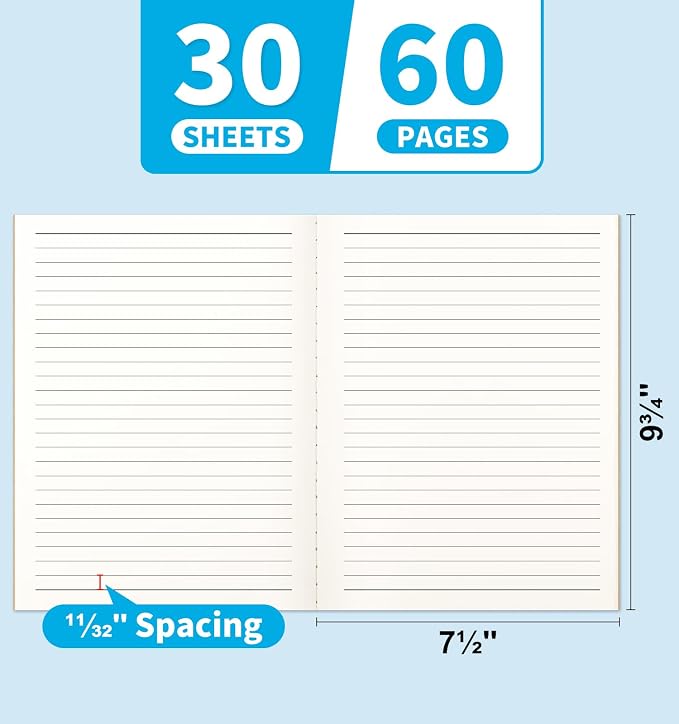 24 Pack Lined Notebook Journals Bulk, 7-1/2" x 9-3/4", Wide Ruled Paper - Image 4
