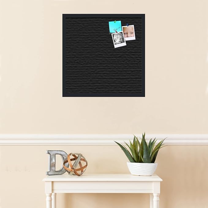 PinPix 22x22 Inch Cork Bulletin Board. This Decorative Framed Pin Board Comes with Solid Black Design and a Satin Black Frame. Ideal for Home Office Decor or Message Board (PinPix-622)-DeskLoop Office