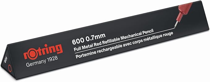 rOtring 600 Mechanical Pencil | HB 0.7 mm | Red All-Metal Body | Hexagonal - Image 4