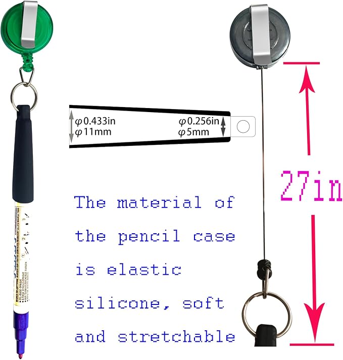 Duty Retractable Pull Pen Holder -Thick Nylon Cable- Ideal - Image 4