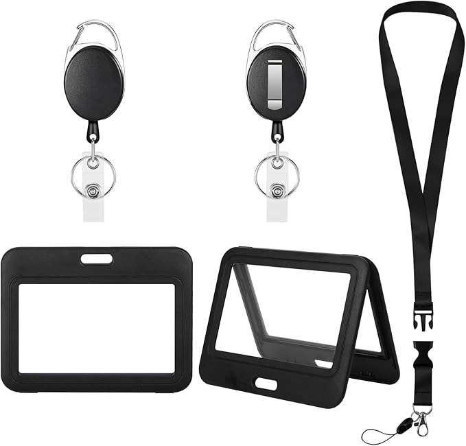 ID Badge Holders and Retractable Reel Clips, Lanyard by Unknown