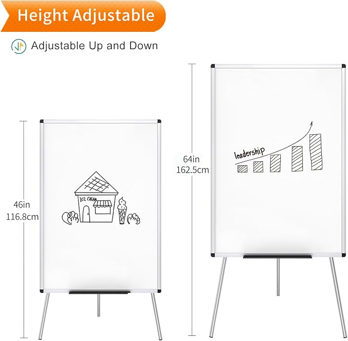 VIZ-PRO Whiteboard Easel, 36 x 24 Inches, Portable Dry Erase Board Height - Image 2