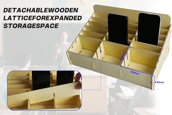 HengTianMei Wooden Desktop Storage Box Mobile Phone Management Storage Box - Image 4