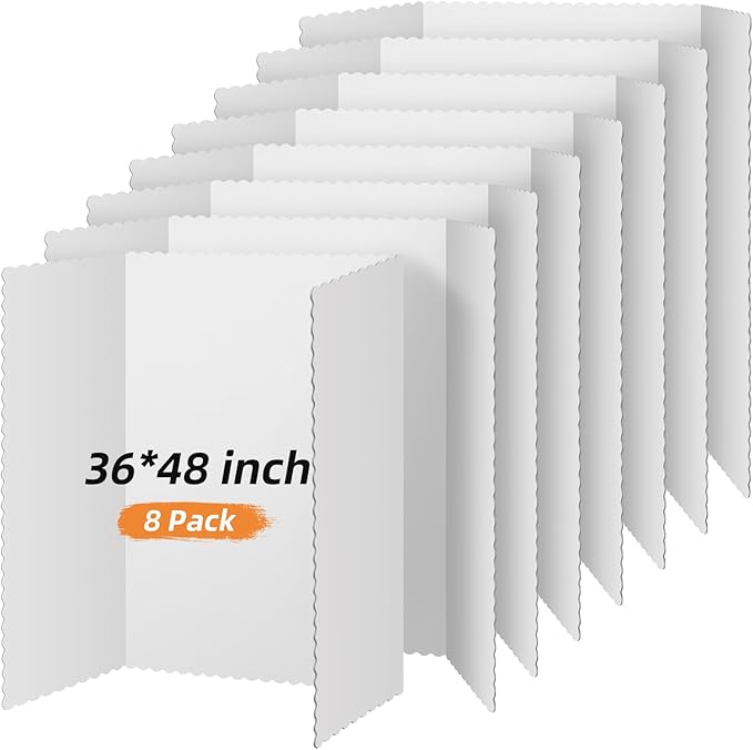 Henoyso 8 Pcs 36 x 48 Inch White Trifold Poster Board by Henoyso