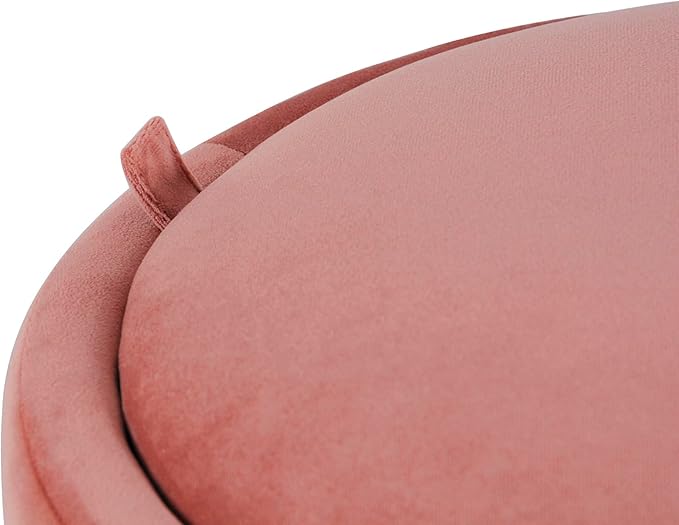 HomePop Storage Round Ottomanwith Removable Lid Home Décor|Upholstered Round Velvet Foot Rest Ottoman - Blush Pink Velvet-DeskLoop Office