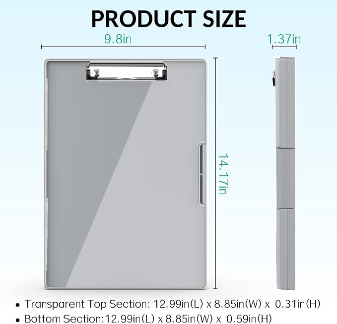 Sooez Clipboard with Storage, Heavy Duty Cleaview Clip Boards 8.5x11 with Dual - Image 6