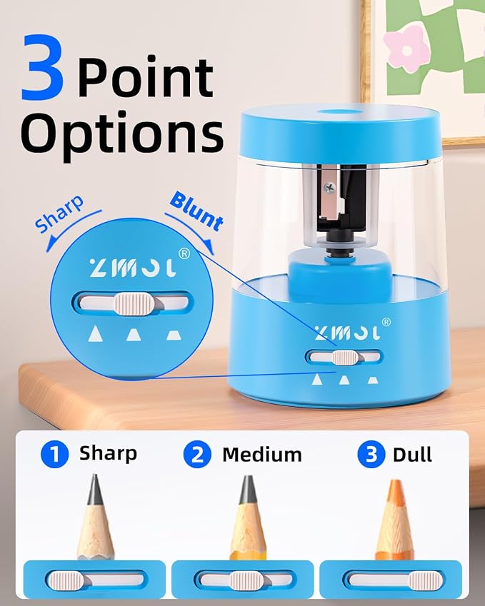 ZMOL Colored Pencil Electric Sharpener, Auto Stop, Plug-in Small Electric - Image 3