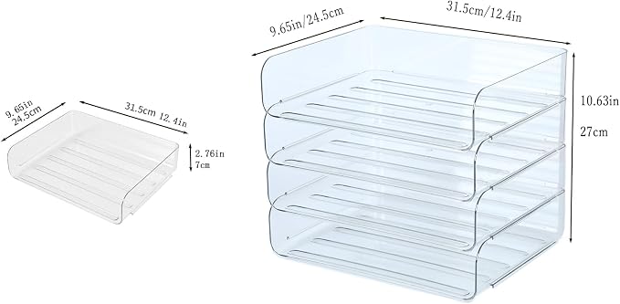 4 Tier Stackable A4 Paper Trays, Office Desk File Holder, Tidy File Document - Image 5