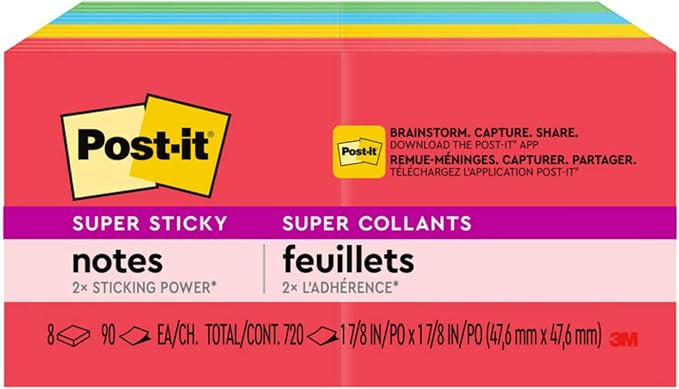 Post-it Super Sticky Notes, 1.88 x 1.88 in, Playful Primaries, 8 Pads | School - Image 12