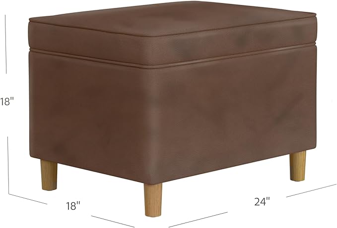 Home Decor | Dinah Collection Modern Storage Ottoman | Ottoman with Storage for Living Room & Bedroom(Brown Faux Leather)-DeskLoop Office
